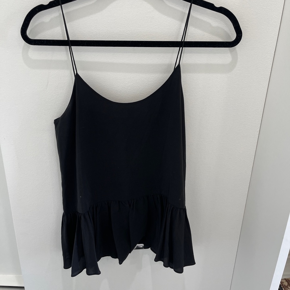 CLUB MONACO perfect condition black camisole skinny strap with ruffle detail